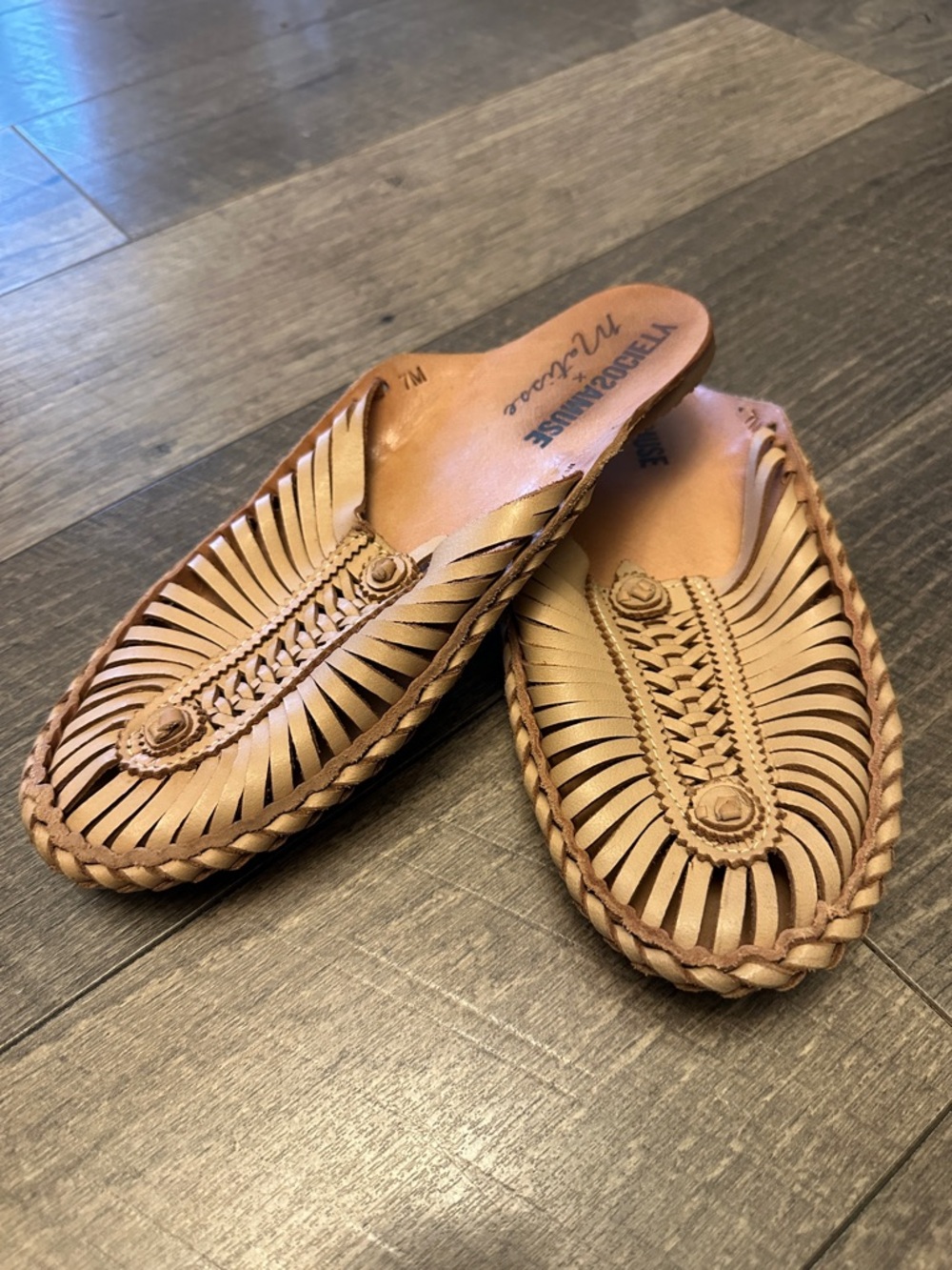 Amuse Society x Matisse Handwoven Leather Huarache Slip-On Sandals - Tan